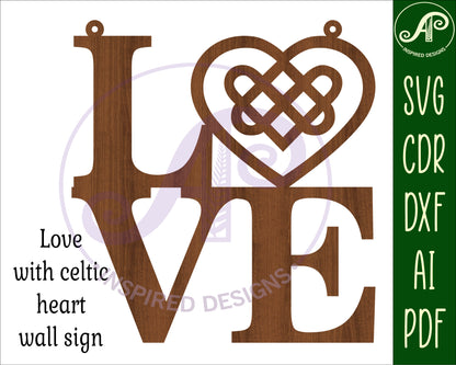 Love with celtic heart wall sign design SVG / DXF / AI / PDF / CDR