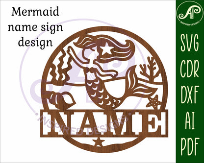 Mermaid name wall sign. SVG / DXF / AI / PDF / CDR