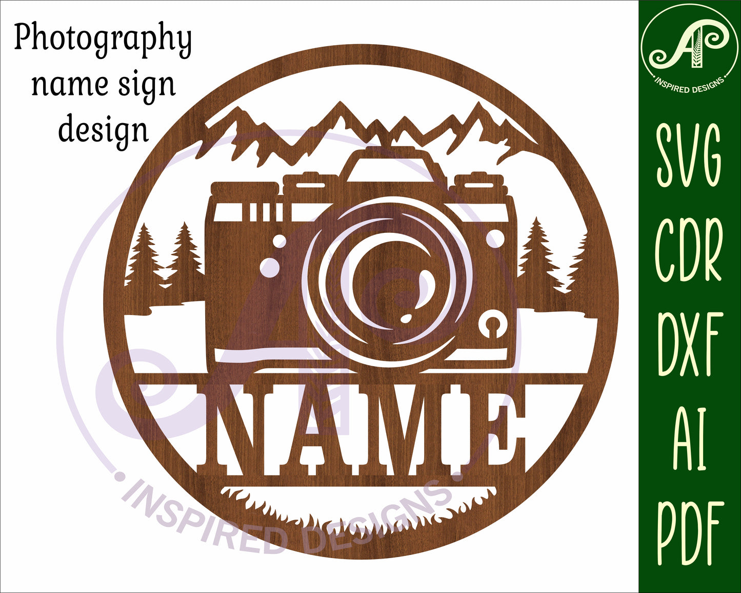 Photographer name wall sign. SVG / DXF / AI / PDF / CDR