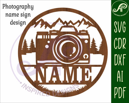 Photographer name wall sign. SVG / DXF / AI / PDF / CDR