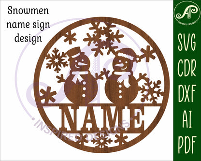 Snowmen name wall sign. SVG / DXF / AI / PDF / CDR