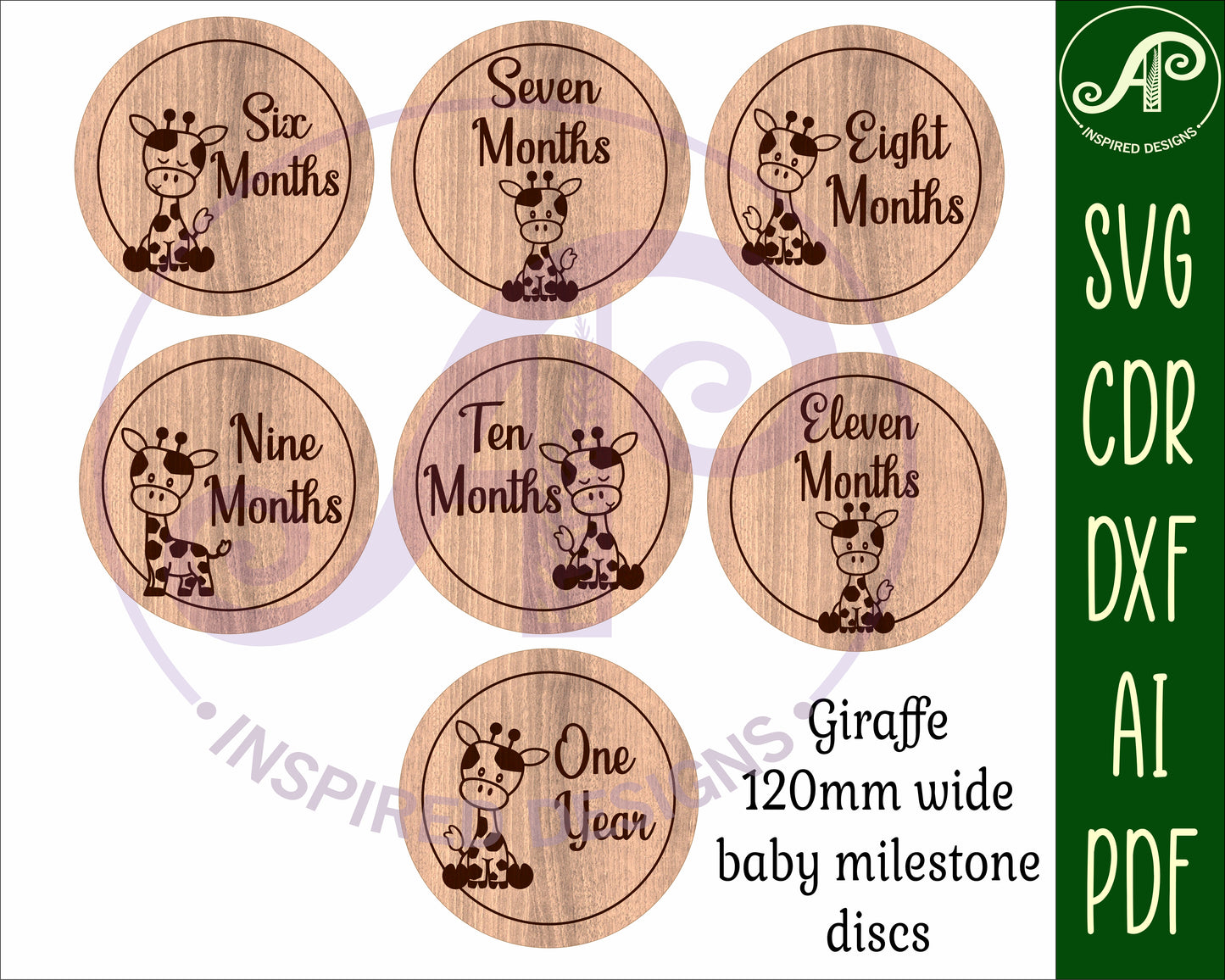 Giraffe Baby monthly milestone disc set