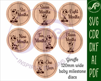 Giraffe Baby monthly milestone disc set