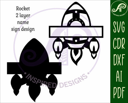 Rocket design shape name sign SVG / DXF / AI / PDF / CDR