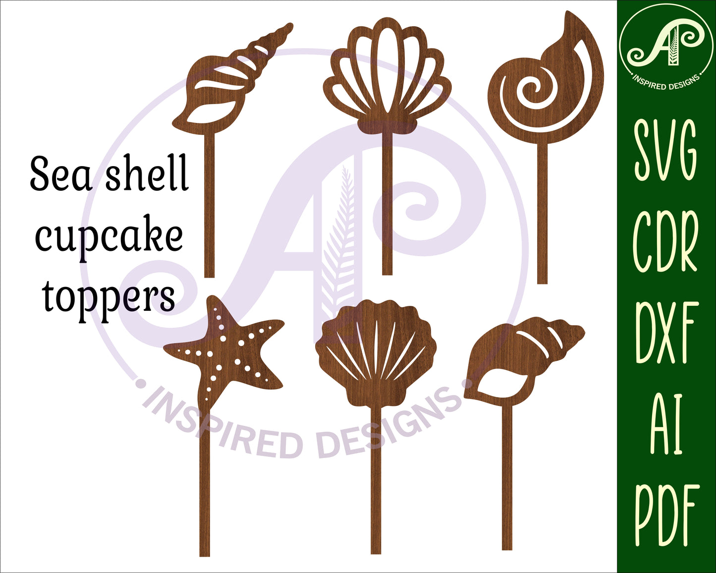 Shell cupcake topper design SVG / DXF / AI / PDF / CDR