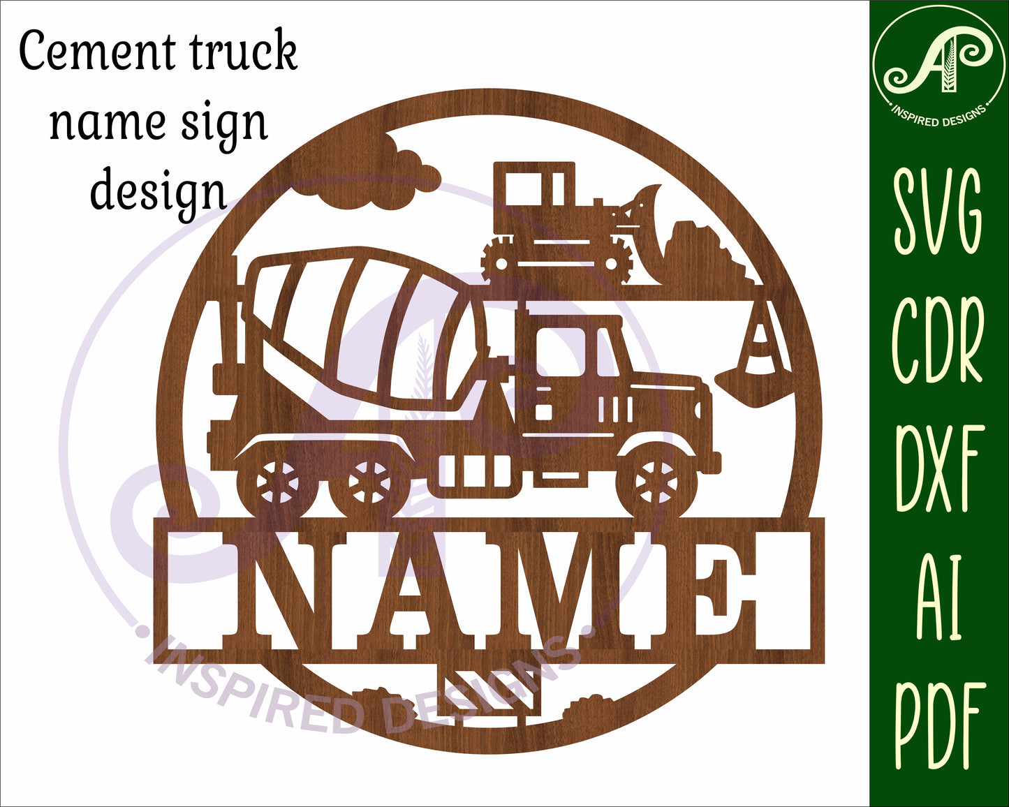 Construction Cement truck name wall sign. SVG / DXF / AI / PDF / CDR