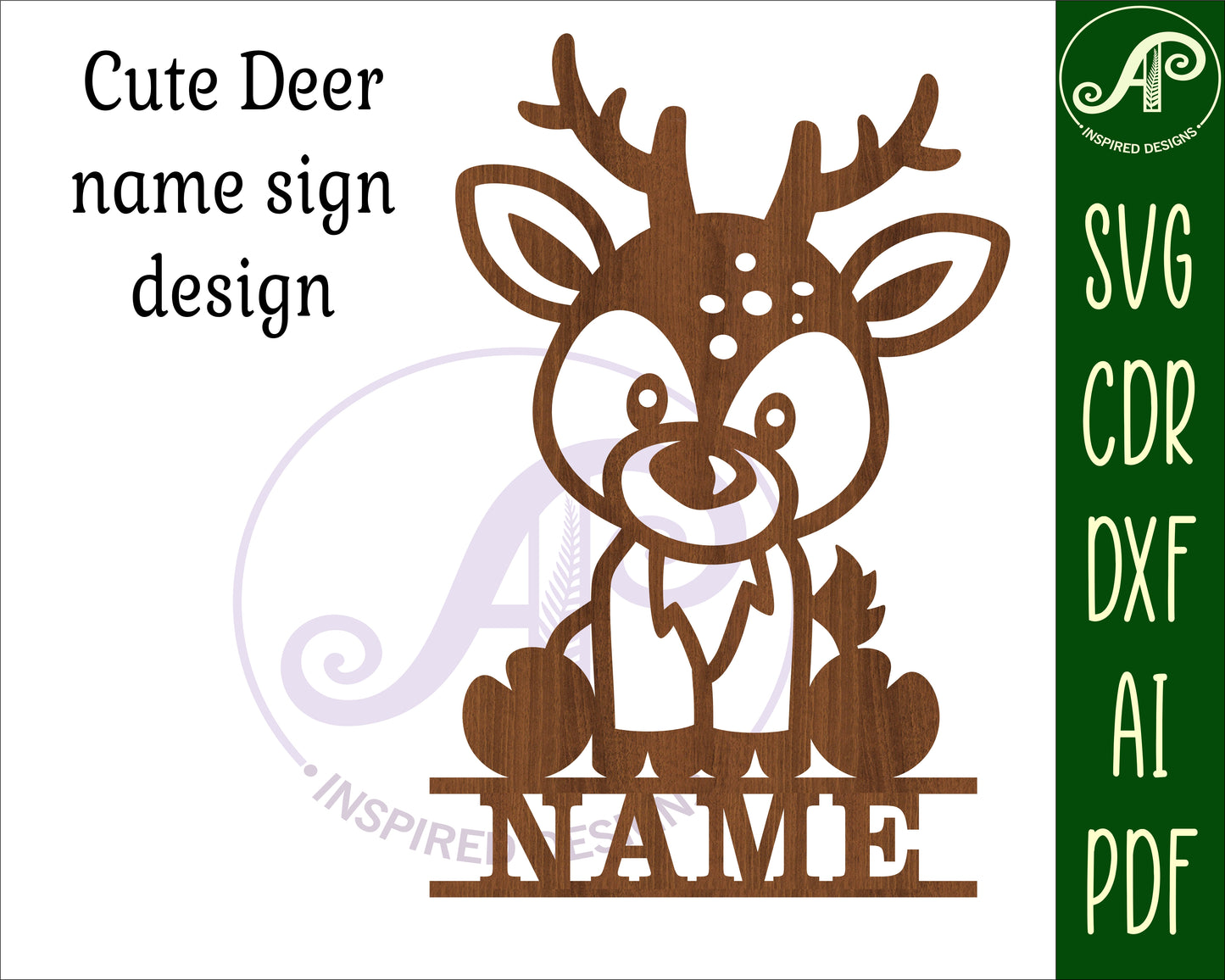 Cute Deer shape name sign SVG / DXF / AI / PDF / CDR