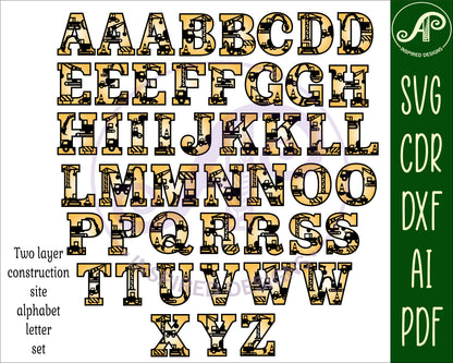 Construction alphabet letter set. 48 letter options