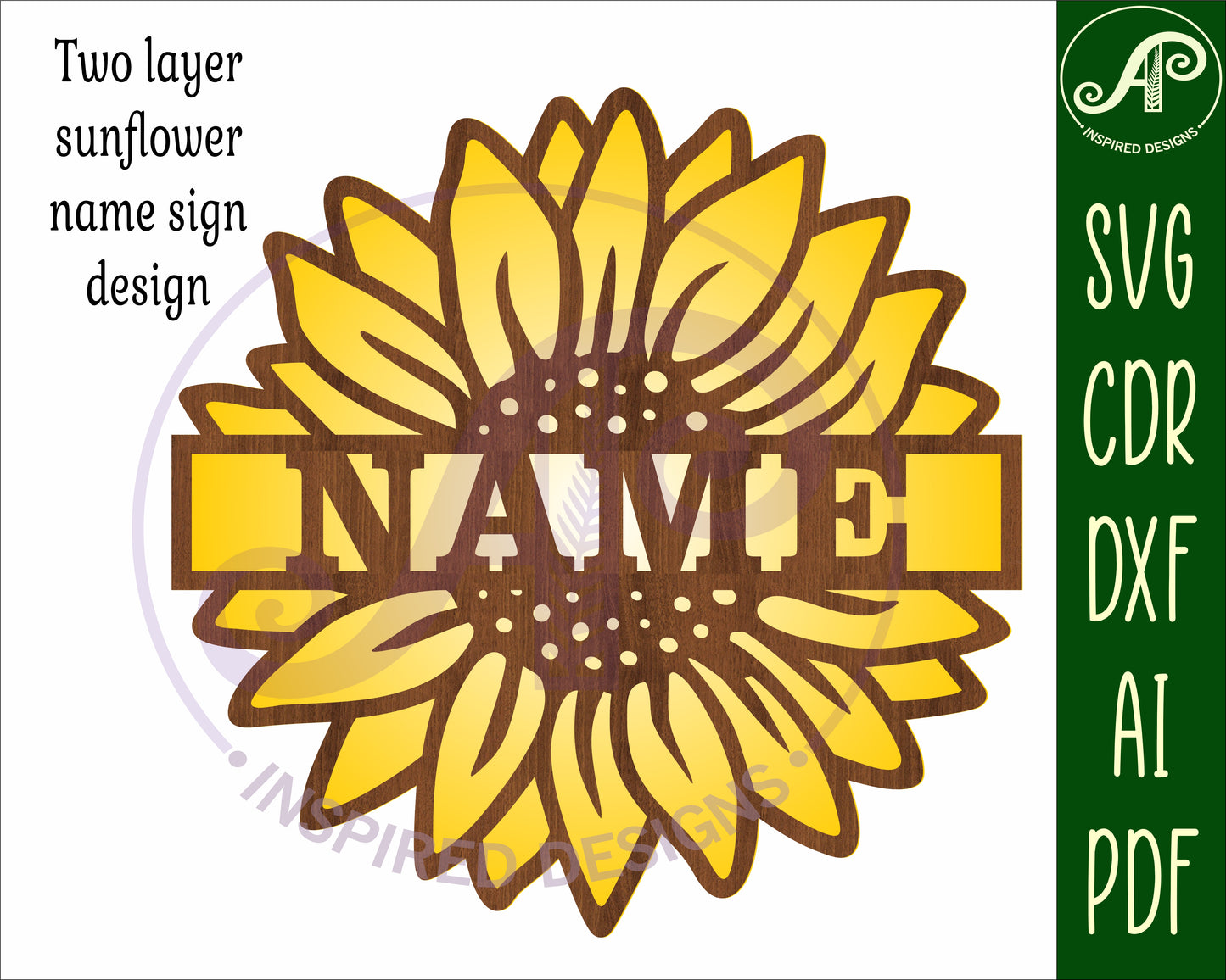 Sunflower two layer name sign SVG / DXF / AI / PDF / CDR