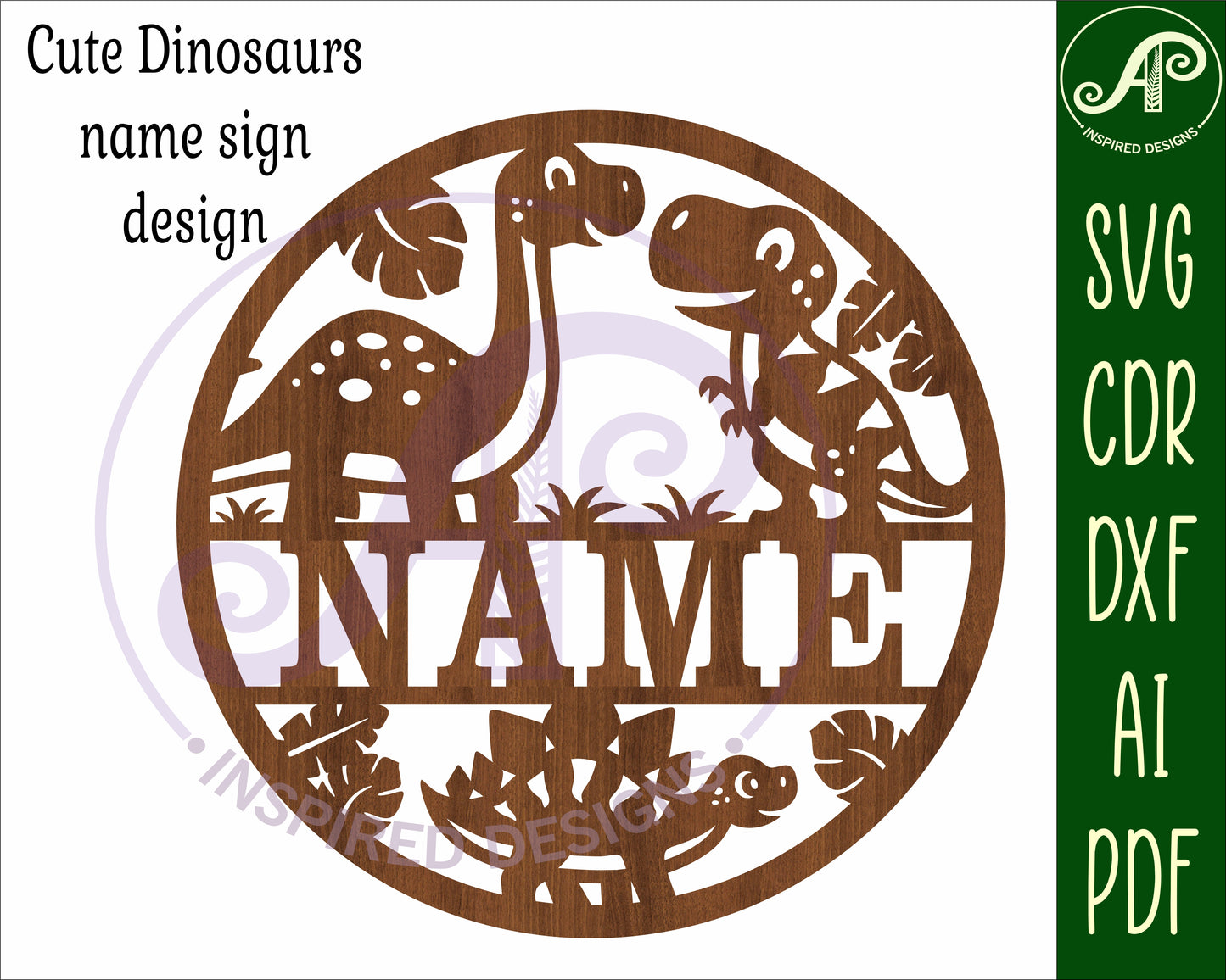 Cute Dinosaur name wall sign. SVG / DXF / AI / PDF / CDR