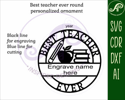 Best teacher engraved ornament design SVG / DXF / AI