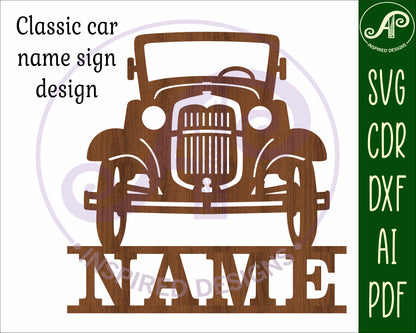 Classic car shape name sign SVG / DXF / AI / PDF / CDR