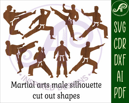 Martial arts male designs, 8 silhouette shapes