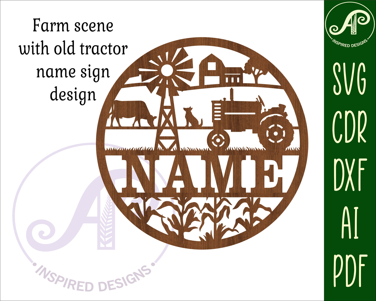 Farm scene name wall sign. SVG / DXF / AI / PDF / CDR