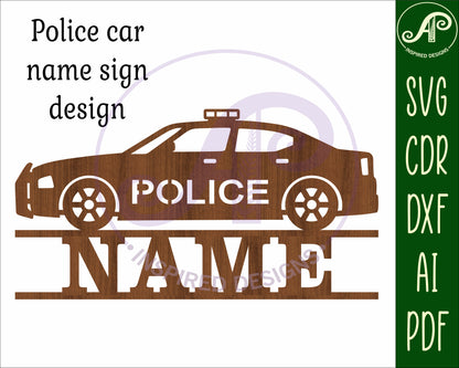 Police car shape name sign SVG / DXF / AI / PDF / CDR