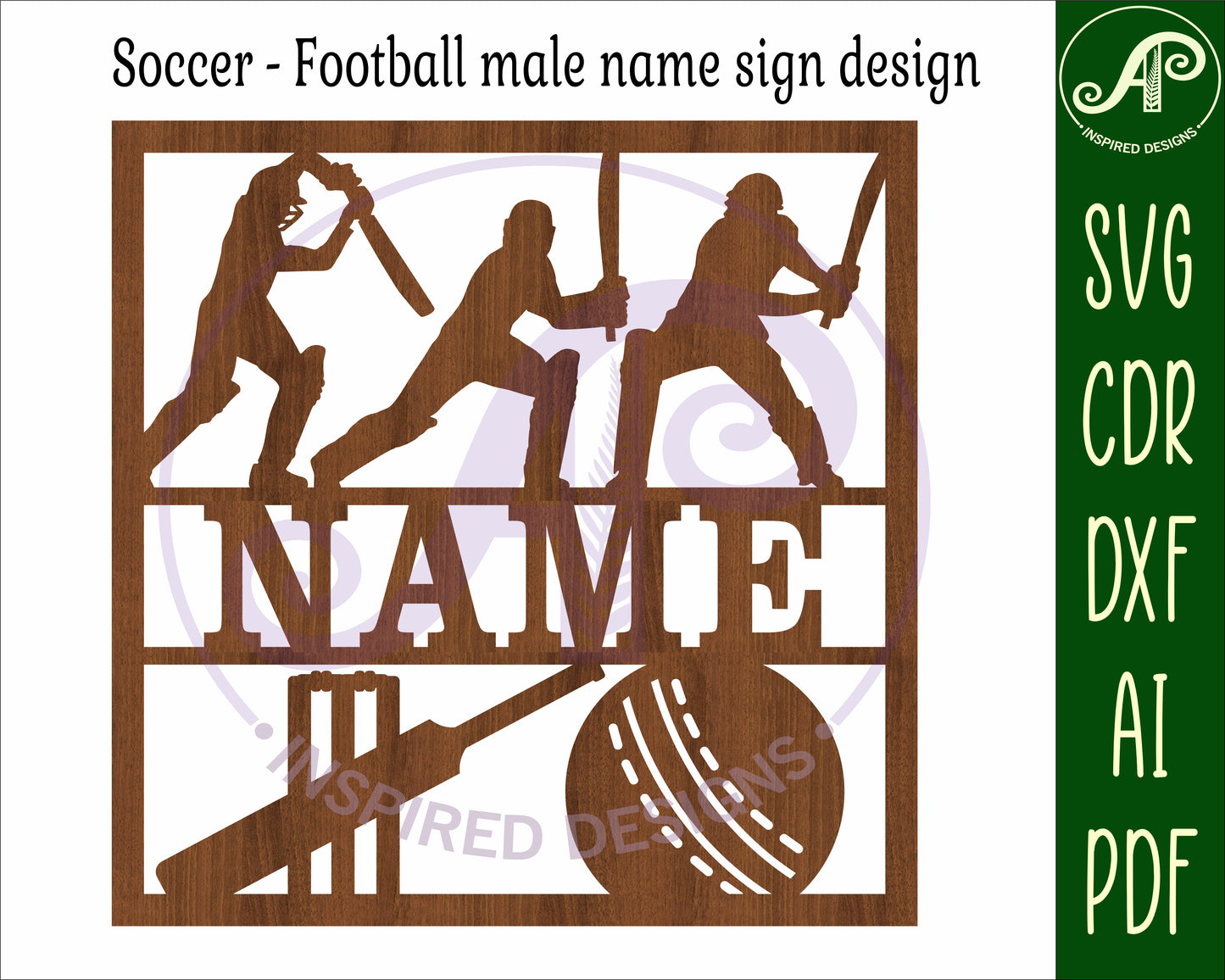 Cricket name wall sign. SVG / DXF / AI / PDF / CDR