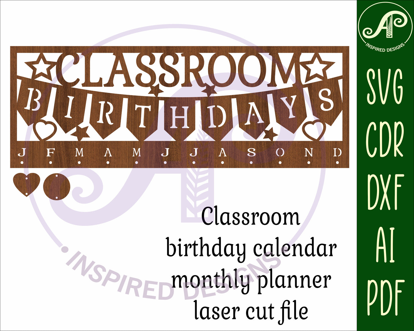 Classroom birthdays calendar design  SVG / DXF / AI / PDF / CDR