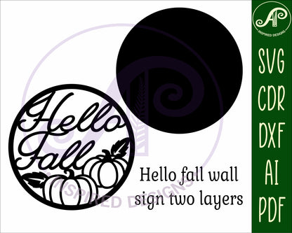 Hello fall wall sign design SVG / DXF / AI / PDF / CDR