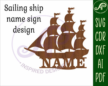 Sailing ship shape name sign SVG / DXF / AI / PDF / CDR