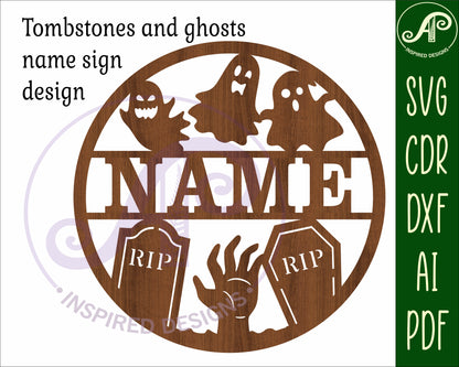 Ghosts and graves name wall sign. SVG / DXF / AI / PDF / CDR