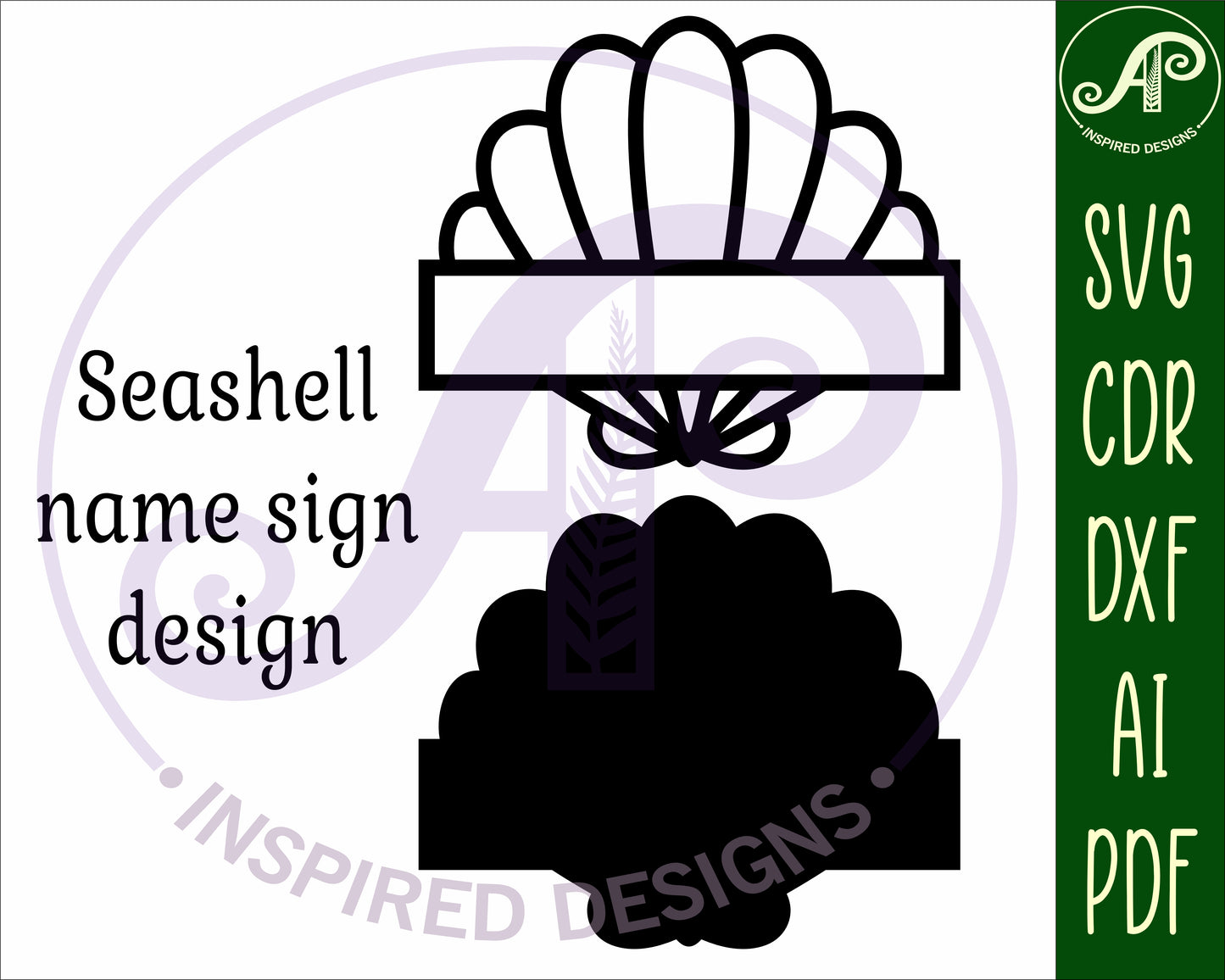 Seashell shape name sign design 2 SVG / DXF / AI / PDF / CDR