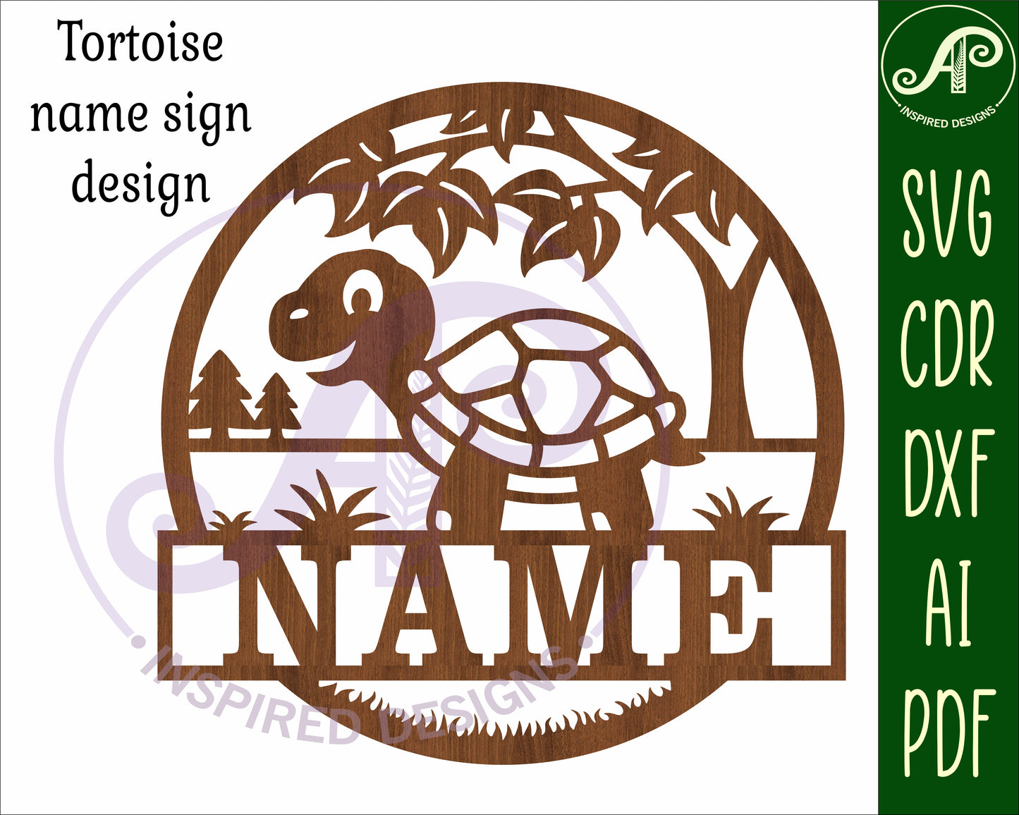 Tortoise name wall sign. SVG / DXF / AI / PDF / CDR