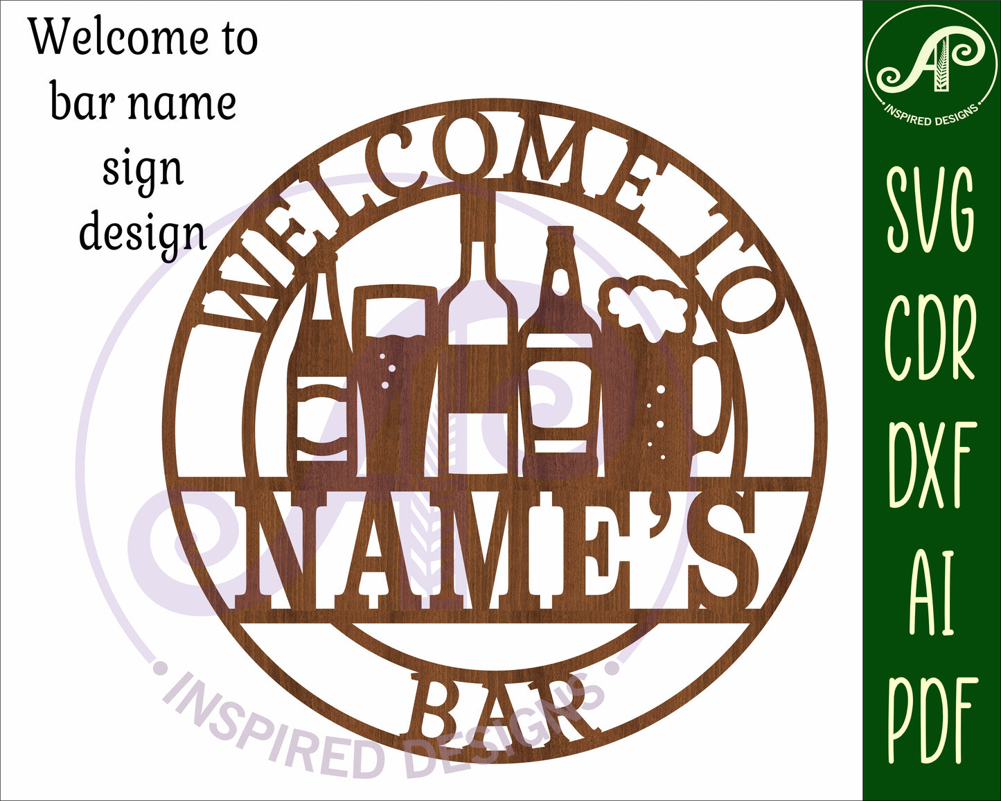 Bar sign. Welcome to name's bar wall sign. SVG / DXF / AI / PDF / CDR