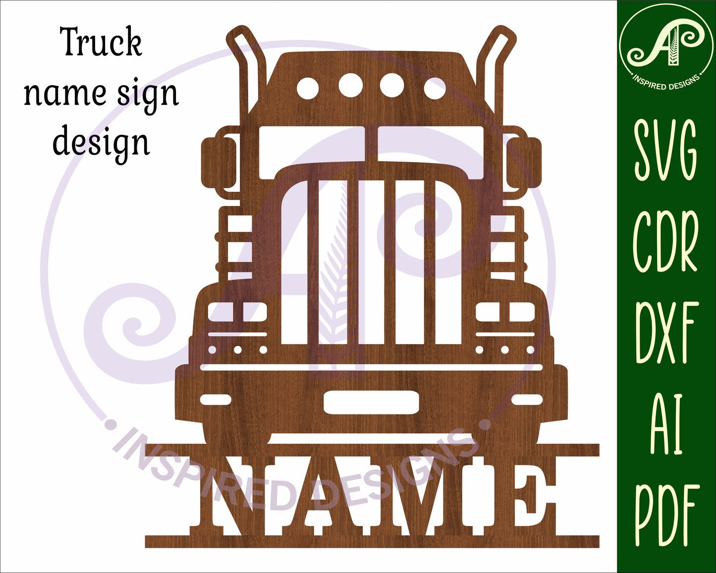 Semi truck design shape name sign SVG / DXF / AI / PDF / CDR