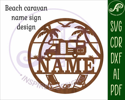 Beach Caravan name wall sign. SVG / DXF / AI / PDF / CDR