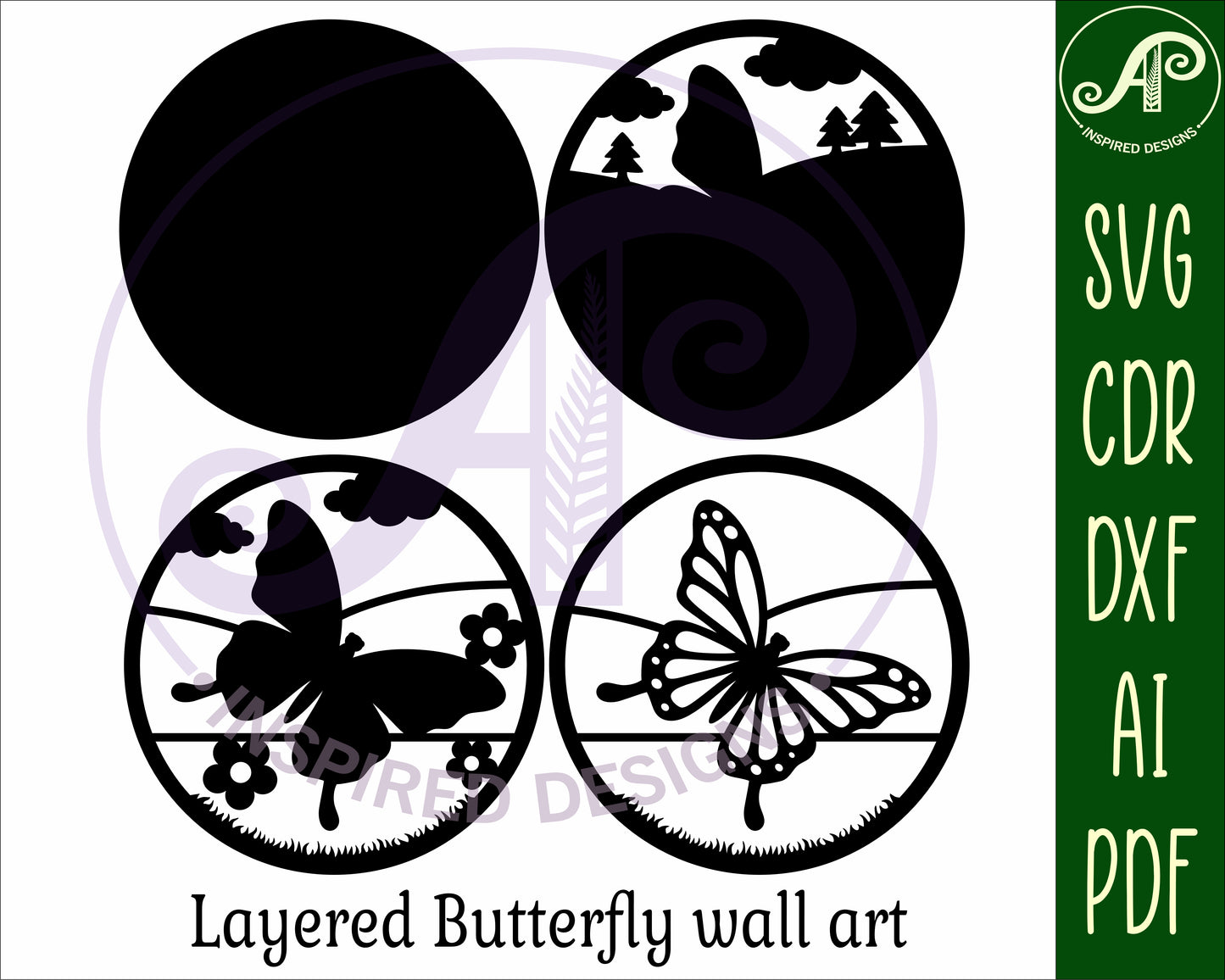 Butterfly layered wall sign design SVG / DXF / AI / PDF / CDR