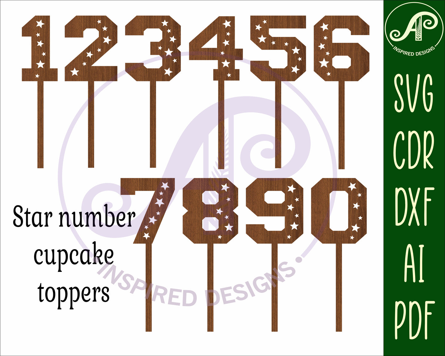 Star numbers topper designs SVG / DXF / AI / PDF / CDR