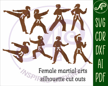 Martial arts female designs, 8 silhouette shapes