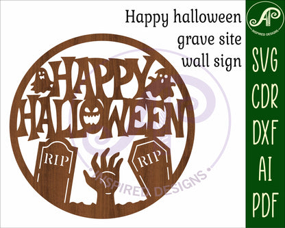 Happy halloween  grave yard wall sign design SVG / DXF / AI / PDF / CDR