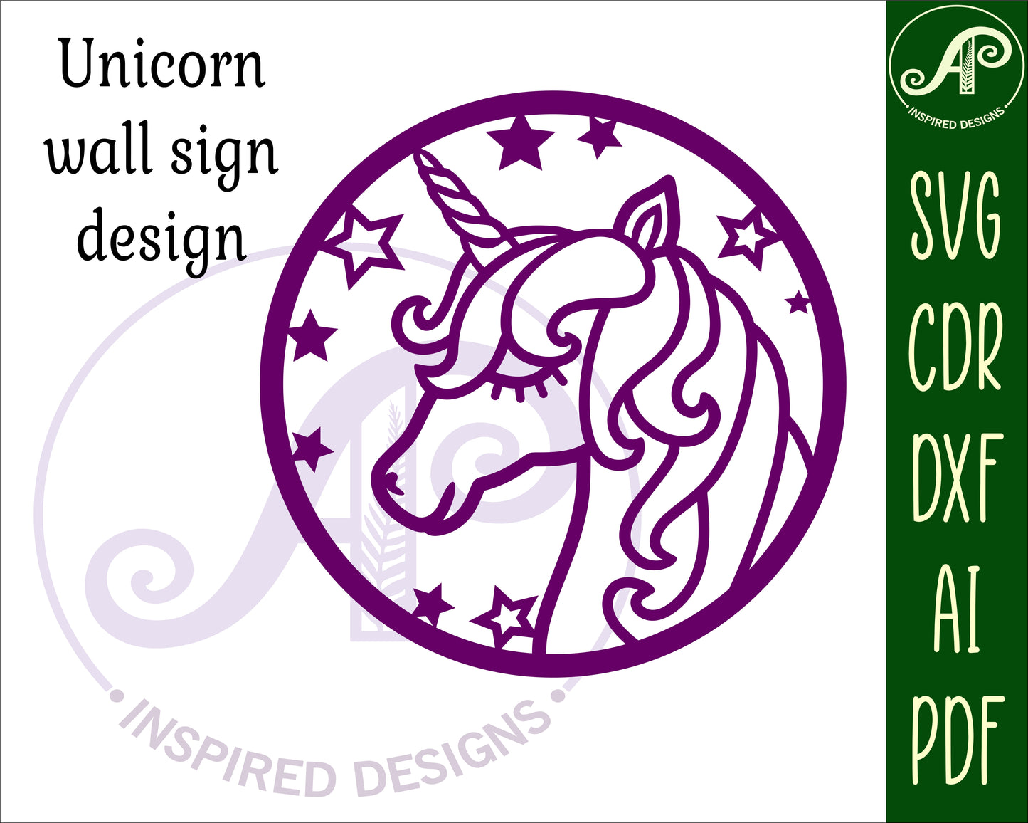 Unicorn head wall sign design SVG / DXF / AI / PDF / CDR