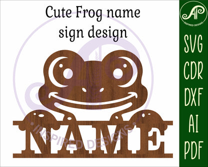 Frog name sign SVG / DXF / AI / PDF / CDR