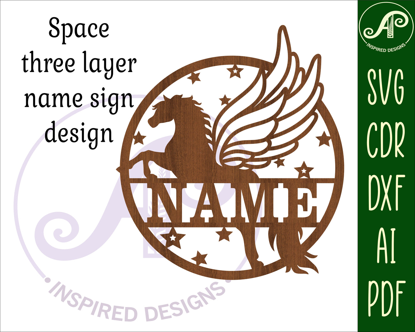 Pegasus name wall sign. SVG / DXF / AI / PDF / CDR