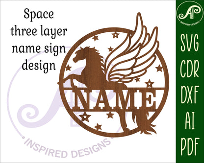 Pegasus name wall sign. SVG / DXF / AI / PDF / CDR