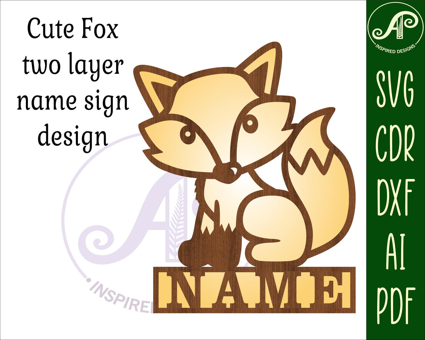 Cute Fox shape name sign SVG / DXF / AI / PDF / CDR