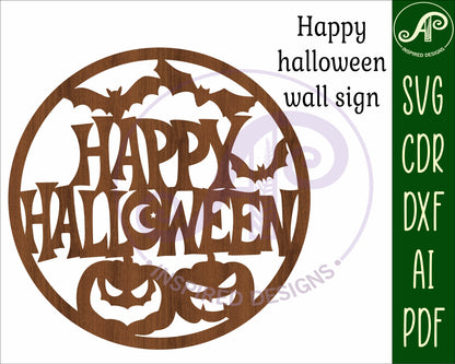 Happy halloween wall sign design SVG / DXF / AI / PDF / CDR