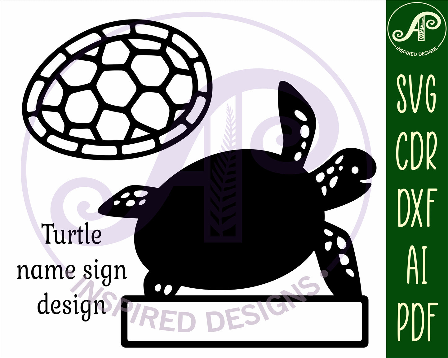 Turtle two layered design shape name sign SVG / DXF / AI / PDF / CDR