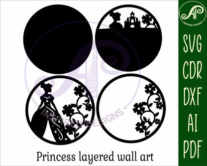 Princess layered wall sign design SVG / DXF / AI / PDF / CDR