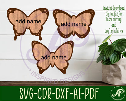 Butterflies outline name signs SVG / DXF / AI / PDF / CDR