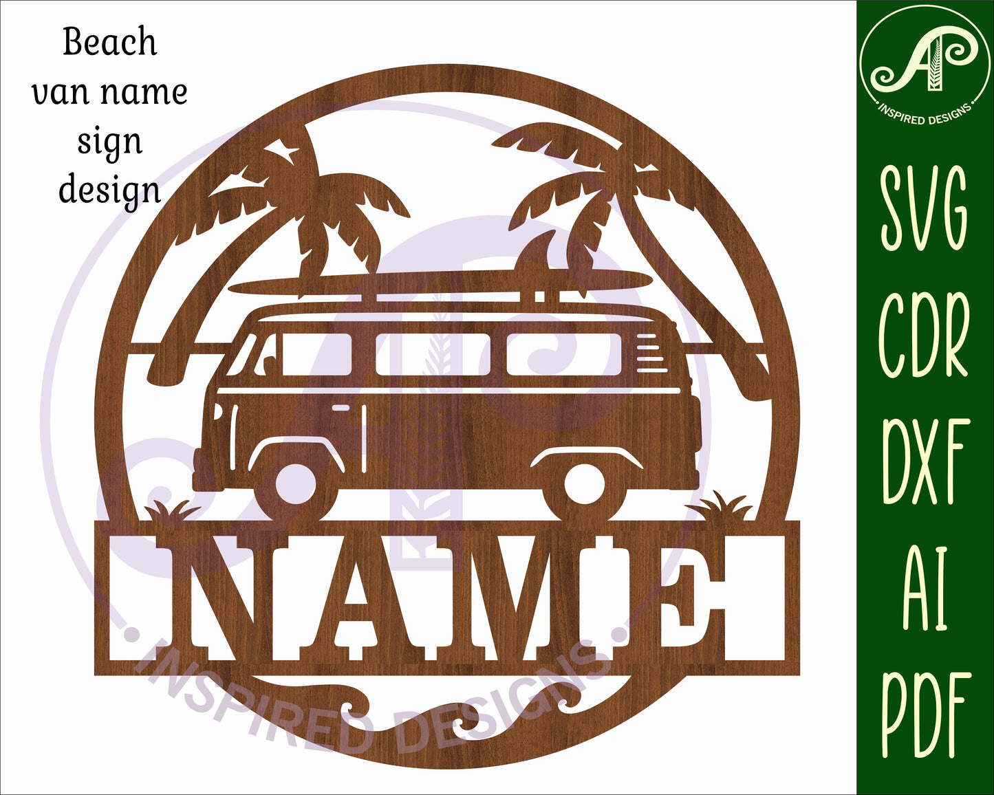 Vintage van name wall sign. SVG / DXF / AI / PDF / CDR