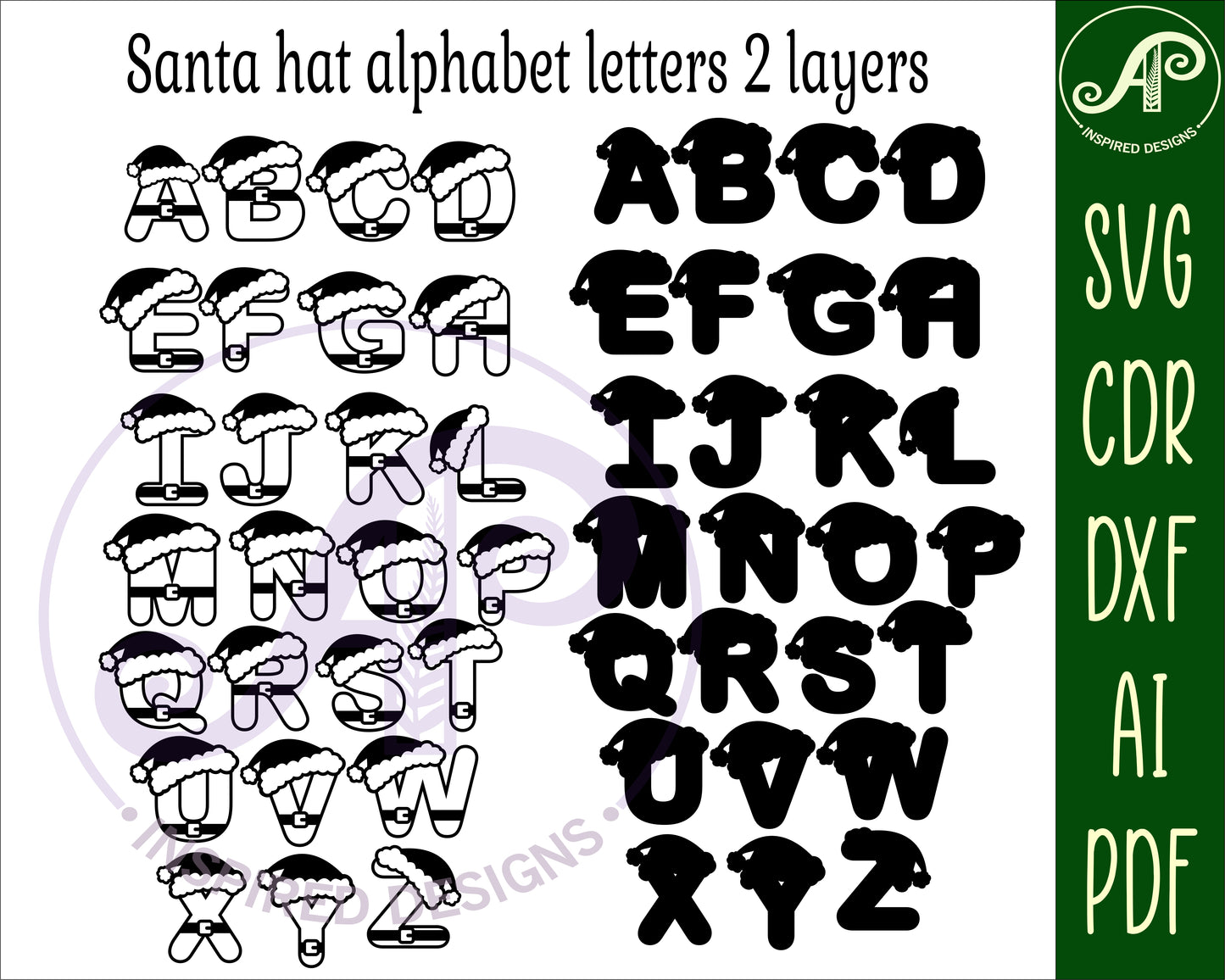 Christmas santa hat alphabet letter set. 26 letter options