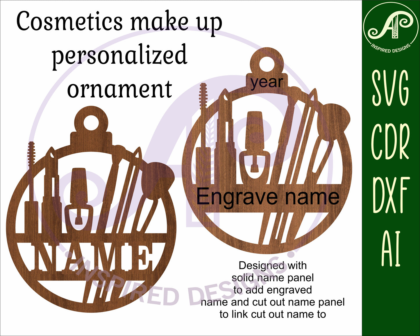 Make up Christmas Ornament SVG laser cut files