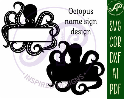 Octopus name sign SVG / DXF / AI / PDF / CDR