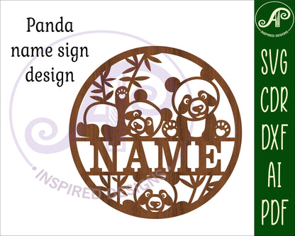 Pandas name wall sign. SVG / DXF / AI / PDF / CDR