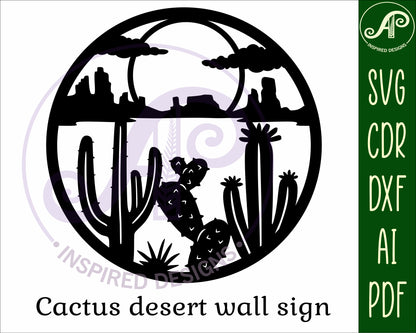 Cactus desert wall sign design SVG / DXF / AI / PDF / CDR