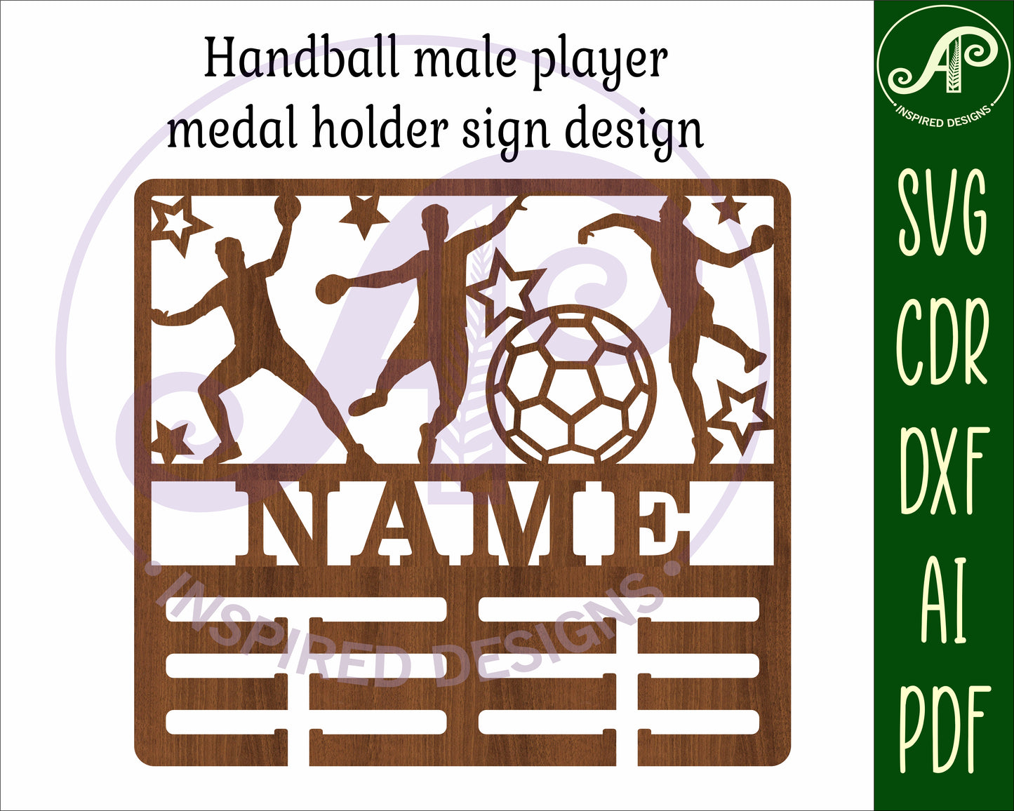 Handball male medal holder sign. SVG / DXF / AI / PDF / CDR