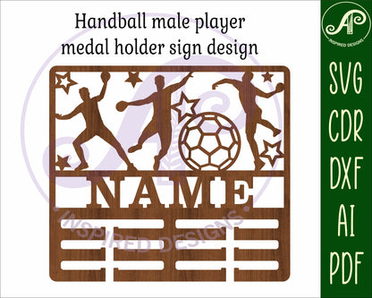 Handball male medal holder sign. SVG / DXF / AI / PDF / CDR